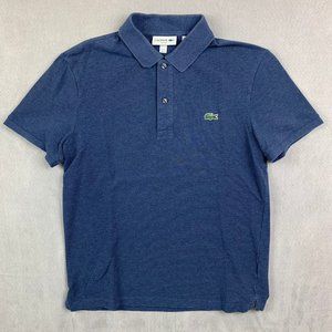 Lacoste Mens Shirt Medium Blue Polo Pique Slim Fit Tennis Preppy Tenniscore